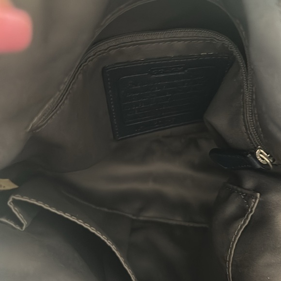 Coach F19820 Moto Op Art Navy Metallic Duffle Crossbody with Chain & Coach charm - Picture 4 of 6